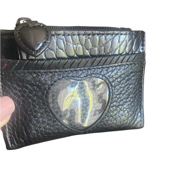 Brighton Handbags - BRiGHTON  Black Leather Heart Slip Zip Coin Pouch